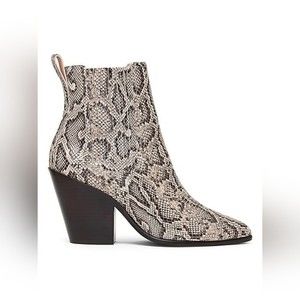 Loeffler Randall Kali Western Snake-Embossed Leather Ankle Boot Size 6